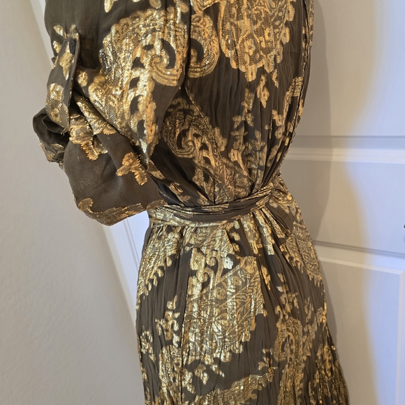 Diane Von Furstenberg Gold and Brown Midi Dress - Picture 9 of 17